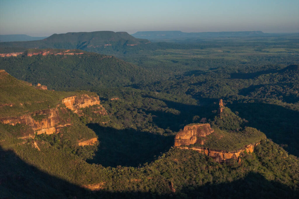 Vista de drone dos Canions no Parque Estadual das Nascentes do Rio Taquari